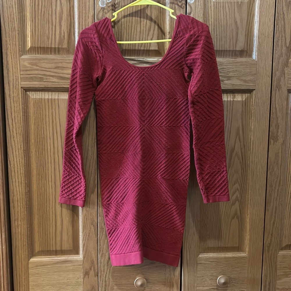 BCBG Red Bodycon Long Sleeve Dress